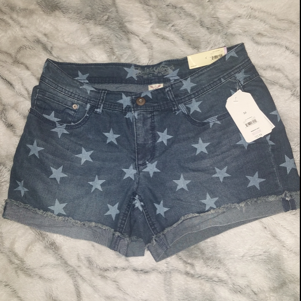 Faded Glory Star Print Denim Shorts (NWT)
